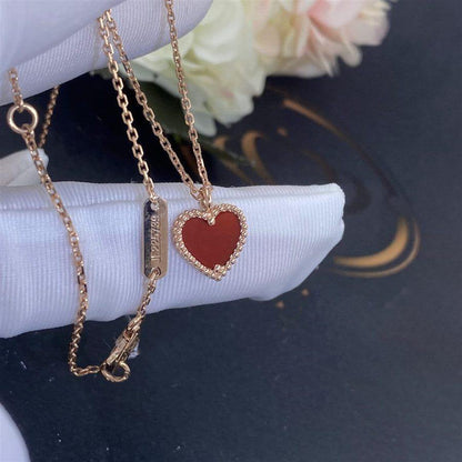 [Zalyn Jewelry ]SWEET CLOVER CARNELIAN HEART NECKLACE