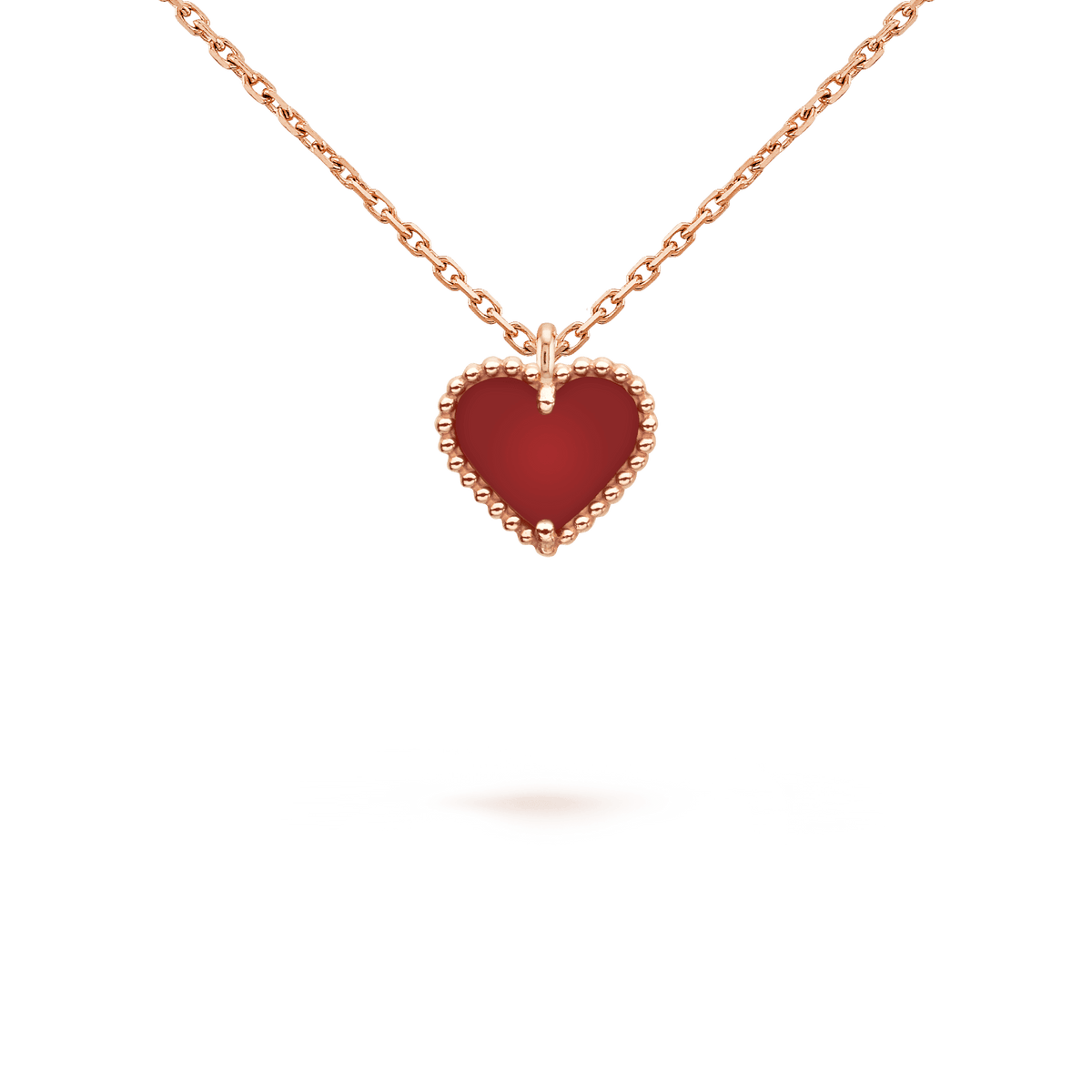 [Zalyn Jewelry ]SWEET CLOVER CARNELIAN HEART NECKLACE