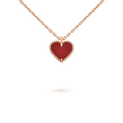 [Zalyn Jewelry ]SWEET CLOVER CARNELIAN HEART NECKLACE