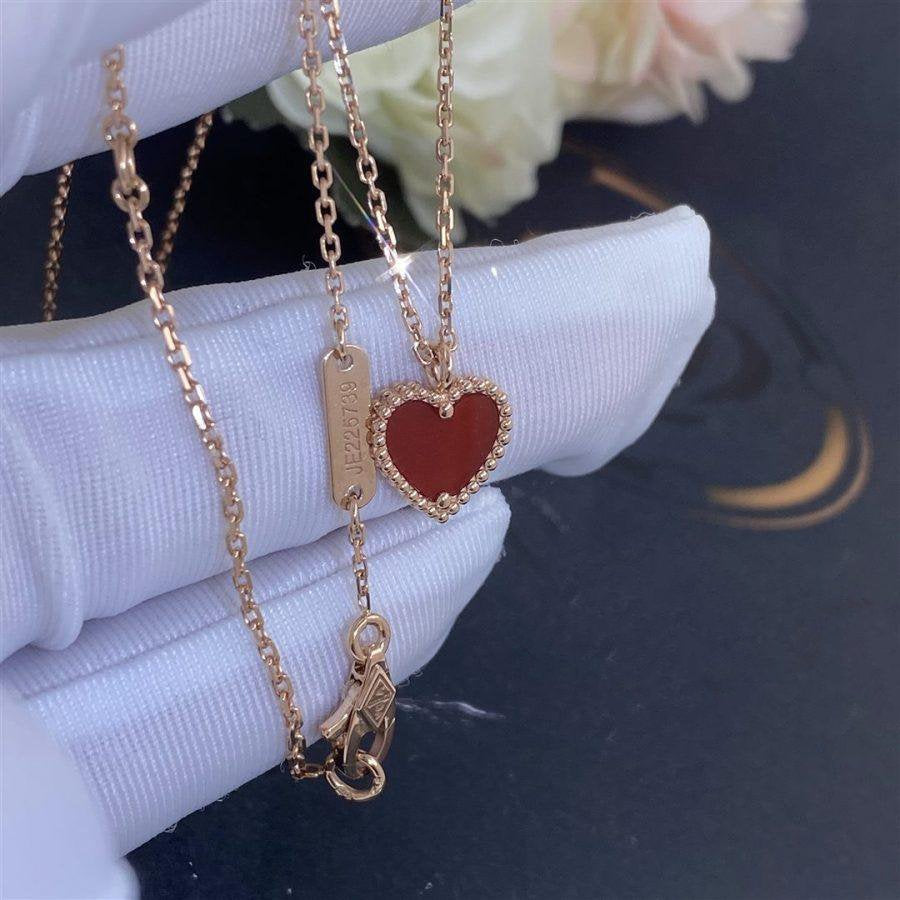 [Zalyn Jewelry ]SWEET CLOVER CARNELIAN HEART NECKLACE
