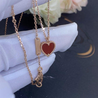 [Zalyn Jewelry ]SWEET CLOVER CARNELIAN HEART NECKLACE
