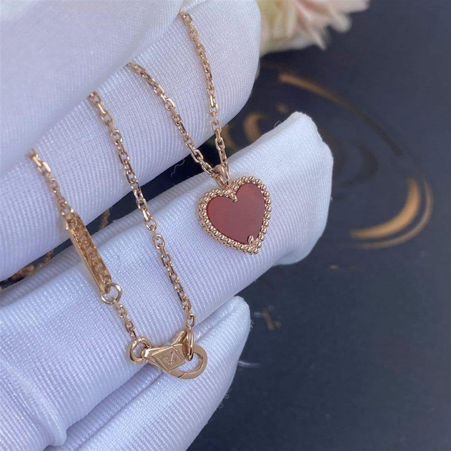[Zalyn Jewelry ]SWEET CLOVER CARNELIAN HEART NECKLACE