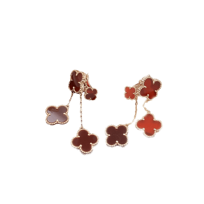 [Zalyn Jewelry ]CLOVER EARRINGS CARNELIAN 4 MOTIFS PINK GOLD