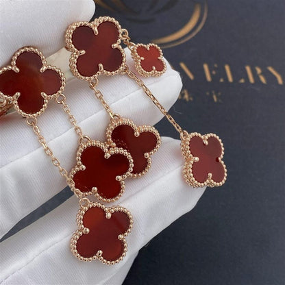 [Zalyn Jewelry ]CLOVER EARRINGS CARNELIAN 4 MOTIFS PINK GOLD