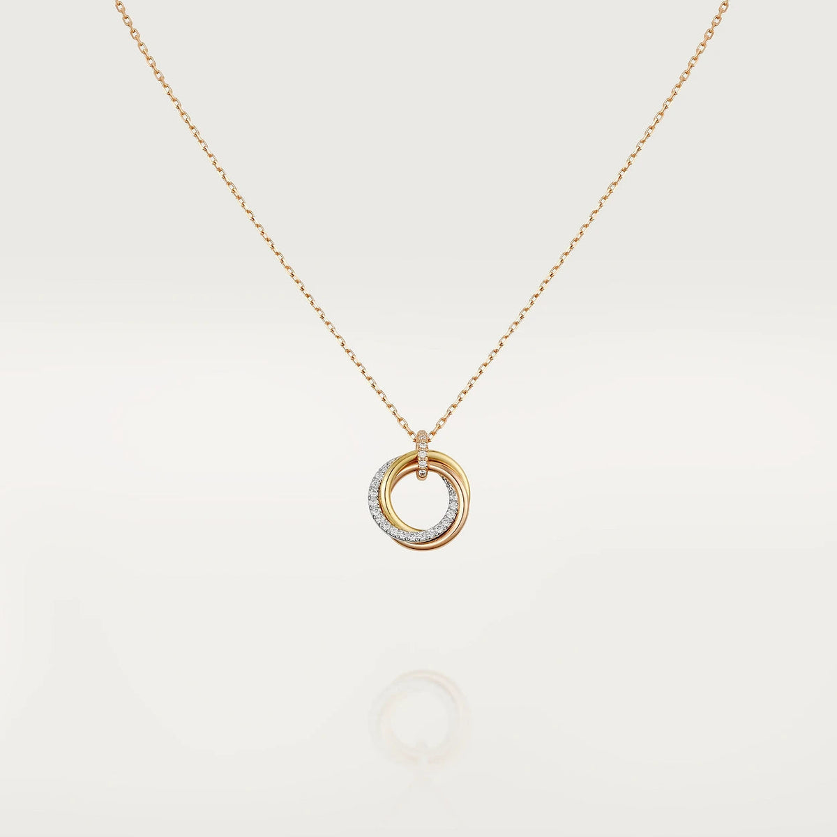 [Zalyn Jewelry ]TRINITY NECKLACE SILVER GOLD PINK GOLD DIAMONDS