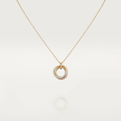 [Zalyn Jewelry ]TRINITY NECKLACE SILVER GOLD PINK GOLD DIAMONDS
