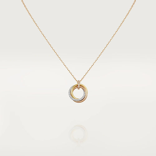 [Zalyn Jewelry ]TRINITY NECKLACE SILVER GOLD PINK GOLD DIAMONDS