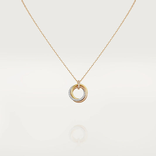 [Zalyn Jewelry ]TRINITY NECKLACE SILVER GOLD PINK GOLD DIAMONDS