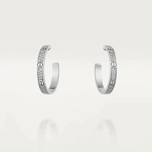 [Zalyn Jewelry ]LOVE DIAMOND SILVER HOOP EARRINGS