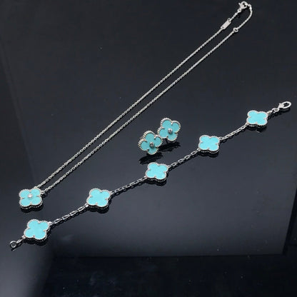 [Zalyn Jewelry ]CLOVER 1 DIAMOND BLUE SKY SILVER EARRINGS