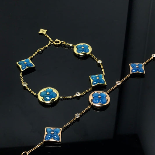 [Zalyn]STAR AND SUN 4 MOTIF BLUE BRACELET