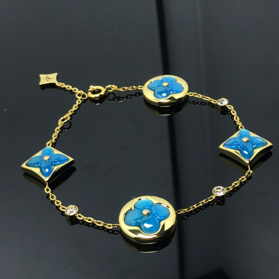[Zalyn]STAR AND SUN 4 MOTIF BLUE BRACELET