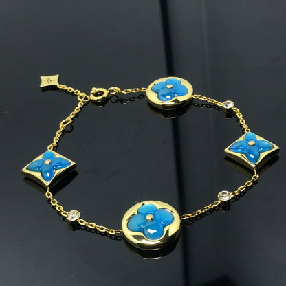 [Zalyn]STAR AND SUN 4 MOTIF BLUE BRACELET