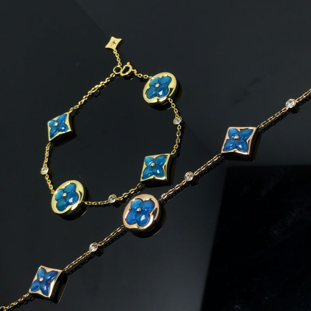 [Zalyn]STAR AND SUN 4 MOTIF BLUE BRACELET