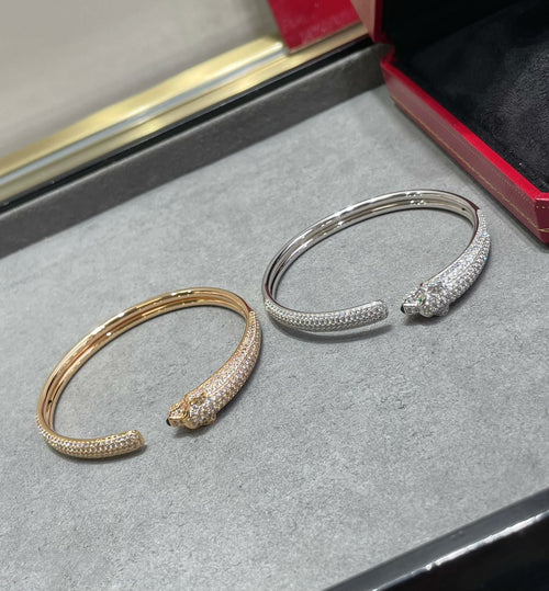 [Zalyn Jewelry ]PANTHERE FULL DIAMOND OPEN BRACELET