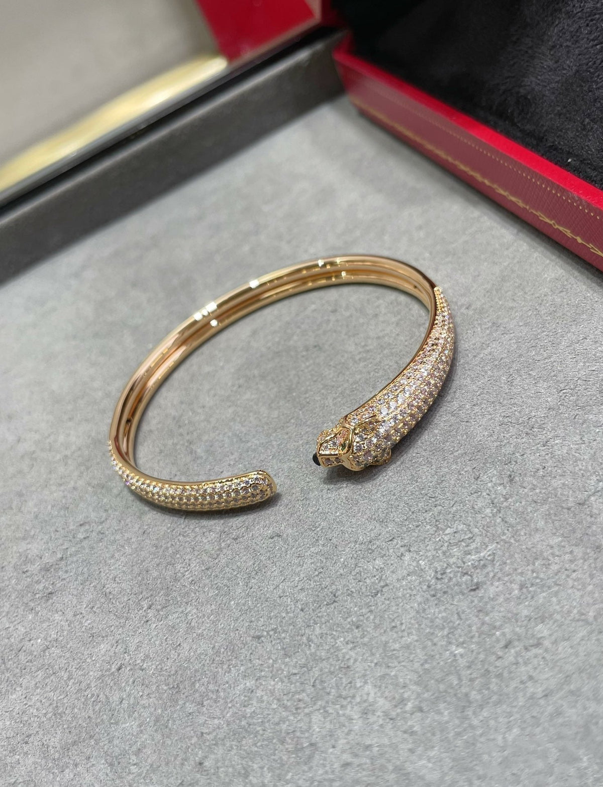 [Zalyn Jewelry ]PANTHERE FULL DIAMOND OPEN BRACELET