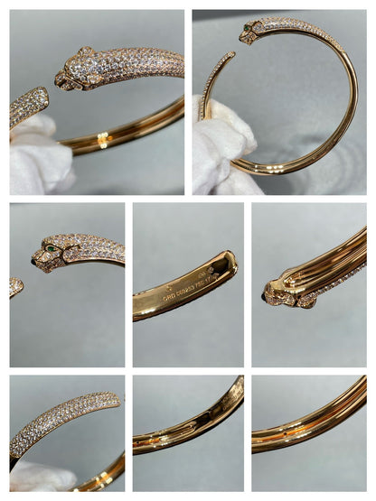[Zalyn Jewelry ]PANTHERE FULL DIAMOND OPEN BRACELET