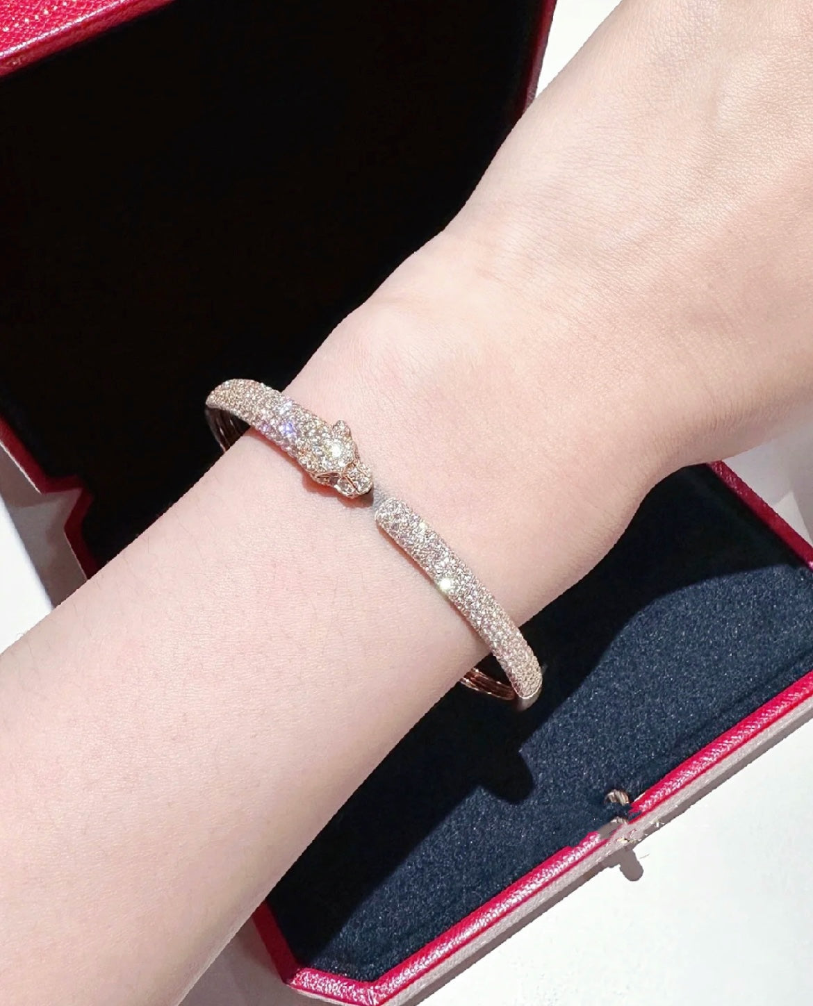 [Zalyn Jewelry ]PANTHERE FULL DIAMOND OPEN BRACELET