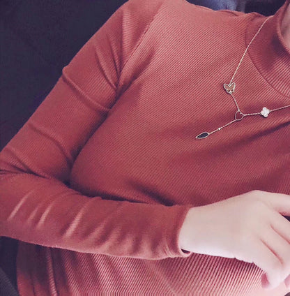 [Zalyn Jewelry ]LUCKY SPRING 4 MOTIFS ROSE GOLD NECKLACE