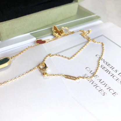 [Zalyn Jewelry ]LUCKY SPRING 4 MOTIFS ROSE GOLD NECKLACE