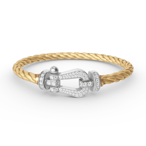 [Zalyn]FORCE LARGE HORSESHOE FULL DIAMOND BRACELET - WHITE GOLD