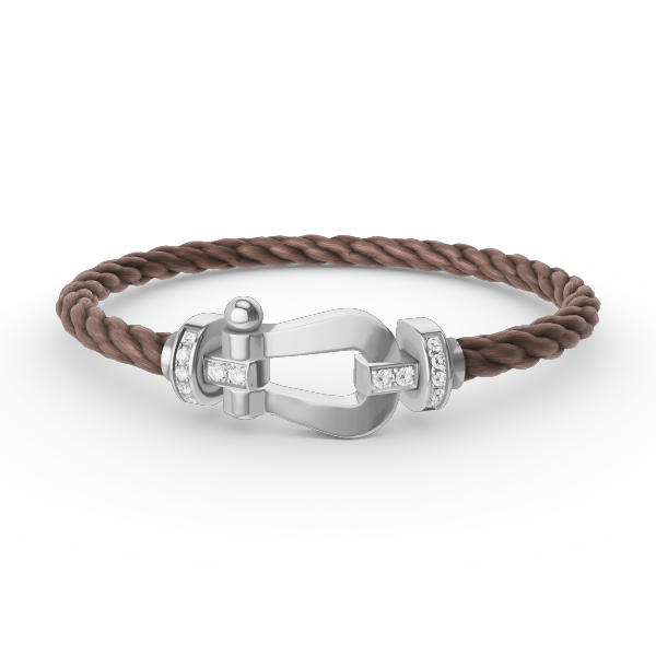 [Zalyn]FORCE LARGE HORSESHOE HALF DIAMOND BRACELET - WHITE GOLD