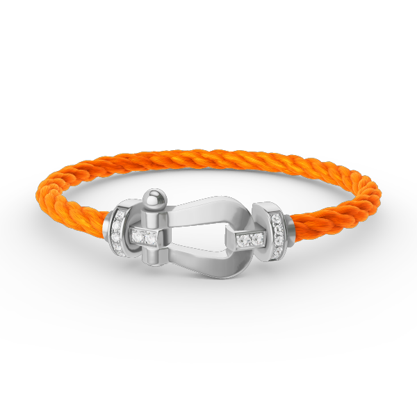 [Zalyn]FORCE LARGE HORSESHOE HALF DIAMOND BRACELET - WHITE GOLD