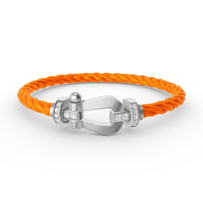 [Zalyn]FORCE LARGE HORSESHOE HALF DIAMOND BRACELET - WHITE GOLD
