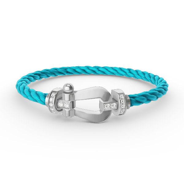 [Zalyn]FORCE LARGE HORSESHOE HALF DIAMOND BRACELET - WHITE GOLD