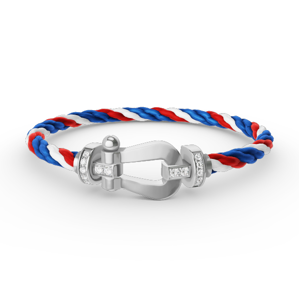 [Zalyn]FORCE LARGE HORSESHOE HALF DIAMOND BRACELET - WHITE GOLD