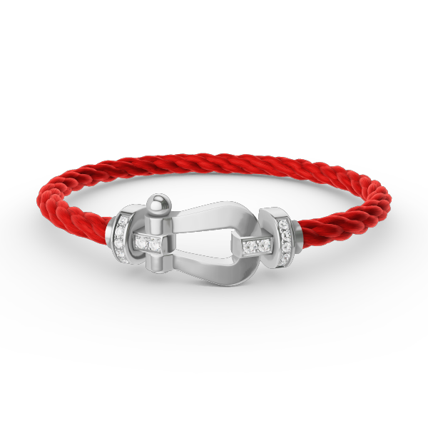 [Zalyn]FORCE LARGE HORSESHOE HALF DIAMOND BRACELET - WHITE GOLD