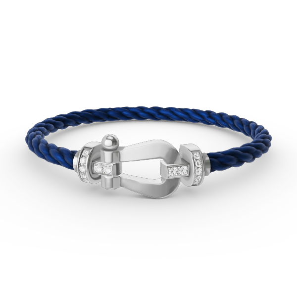 [Zalyn]FORCE LARGE HORSESHOE HALF DIAMOND BRACELET - WHITE GOLD