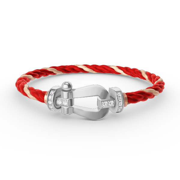[Zalyn]FORCE LARGE HORSESHOE HALF DIAMOND BRACELET - WHITE GOLD