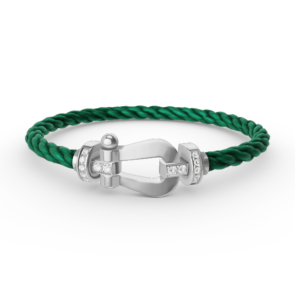 [Zalyn]FORCE LARGE HORSESHOE HALF DIAMOND BRACELET - WHITE GOLD