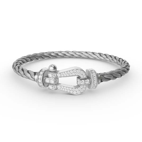 [Zalyn]FORCE LARGE HORSESHOE FULL DIAMOND BRACELET - WHITE GOLD