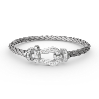 [Zalyn]FORCE LARGE HORSESHOE FULL DIAMOND BRACELET - WHITE GOLD