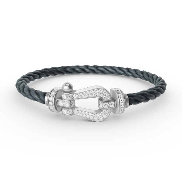 [Zalyn]FORCE LARGE HORSESHOE FULL DIAMOND BRACELET - WHITE GOLD
