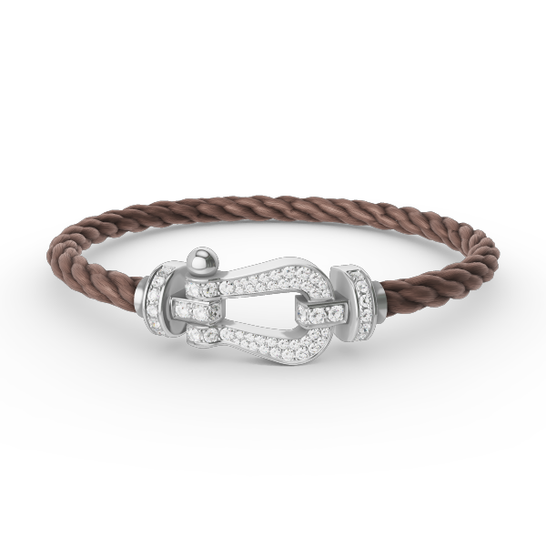 [Zalyn]FORCE LARGE HORSESHOE FULL DIAMOND BRACELET - WHITE GOLD