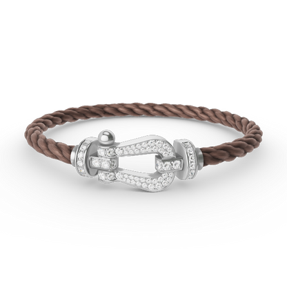 [Zalyn]FORCE LARGE HORSESHOE FULL DIAMOND BRACELET - WHITE GOLD