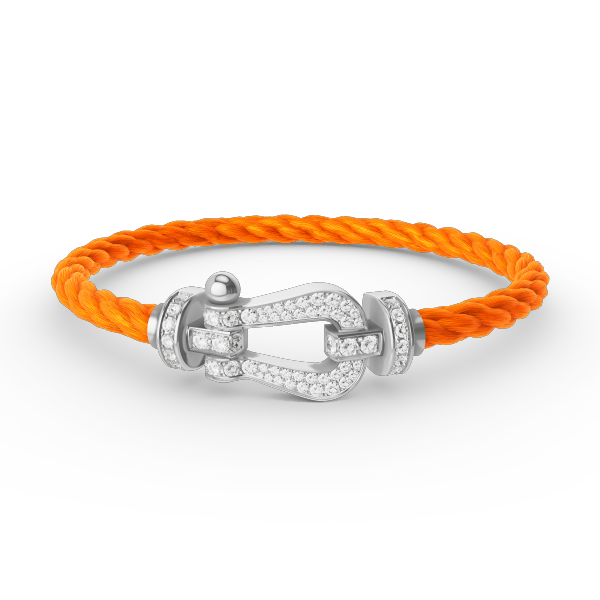 [Zalyn]FORCE LARGE HORSESHOE FULL DIAMOND BRACELET - WHITE GOLD