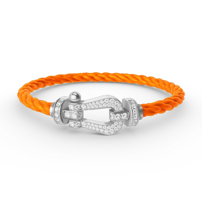 [Zalyn]FORCE LARGE HORSESHOE FULL DIAMOND BRACELET - WHITE GOLD