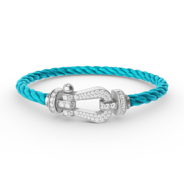 [Zalyn]FORCE LARGE HORSESHOE FULL DIAMOND BRACELET - WHITE GOLD