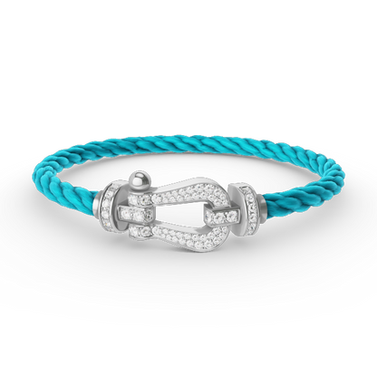 [Zalyn]FORCE LARGE HORSESHOE FULL DIAMOND BRACELET - WHITE GOLD