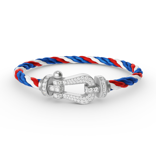 [Zalyn]FORCE LARGE HORSESHOE FULL DIAMOND BRACELET - WHITE GOLD