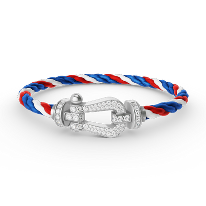 [Zalyn]FORCE LARGE HORSESHOE FULL DIAMOND BRACELET - WHITE GOLD