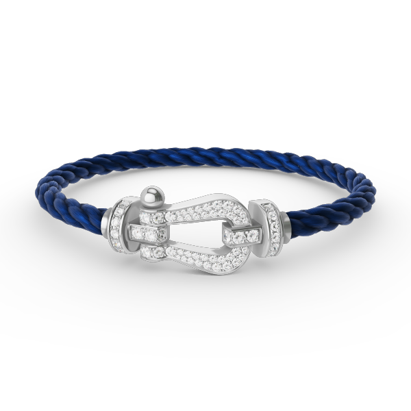 [Zalyn]FORCE LARGE HORSESHOE FULL DIAMOND BRACELET - WHITE GOLD
