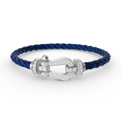[Zalyn]FORCE LARGE HORSESHOE FULL DIAMOND BRACELET - WHITE GOLD