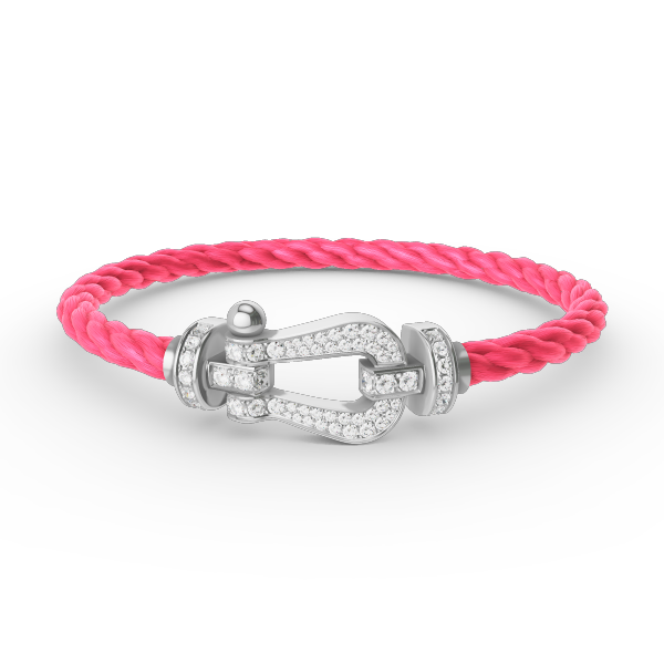 [Zalyn]FORCE LARGE HORSESHOE FULL DIAMOND BRACELET - WHITE GOLD
