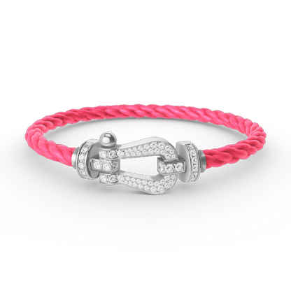 [Zalyn]FORCE LARGE HORSESHOE FULL DIAMOND BRACELET - WHITE GOLD