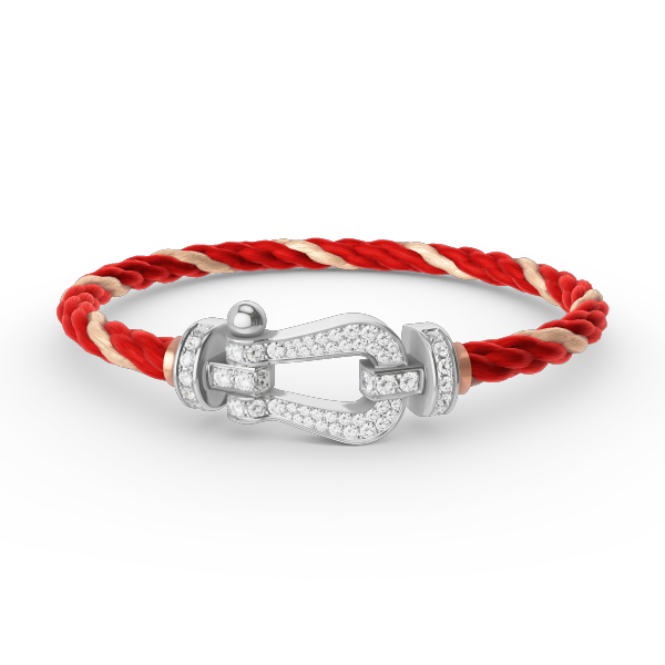 [Zalyn]FORCE LARGE HORSESHOE FULL DIAMOND BRACELET - WHITE GOLD